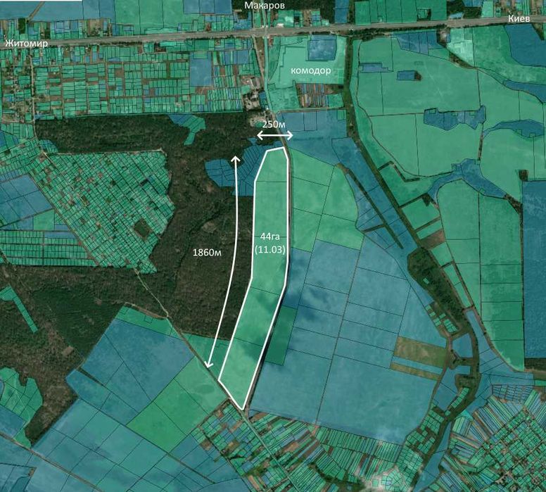 Земельна ділянка Макарів - Калинівка, 20га Житомирська траса, фасад