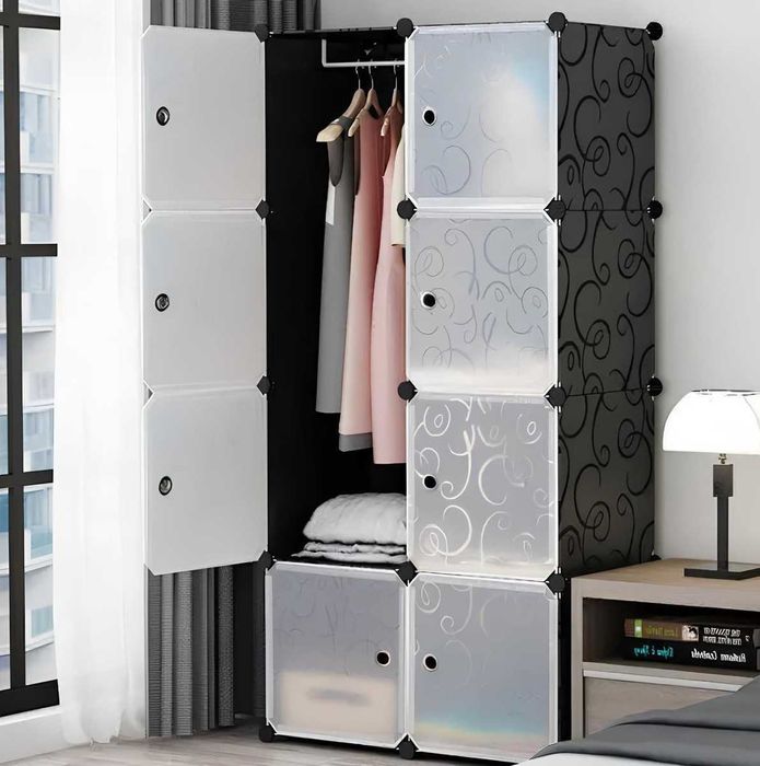 Новый разборной тканевый шкаф 4 секции серый органайзер для одежды