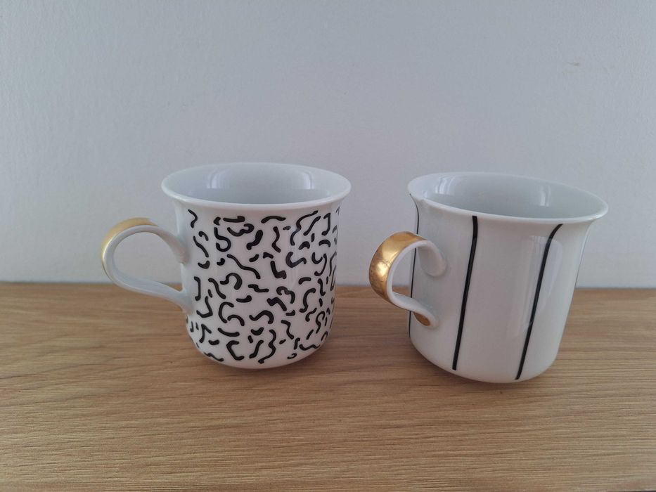 zestaw 2szt filiżanki komplet białe we wzory