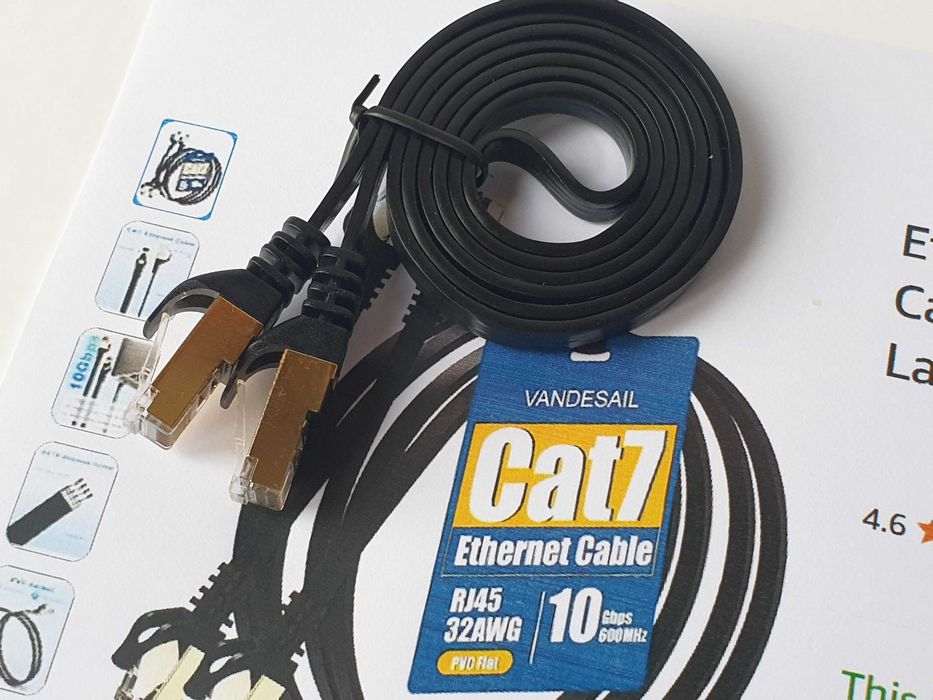 Патч корд CAT 7   10Gbp  600MHz 10Gbp Vandersail  плоский   1м