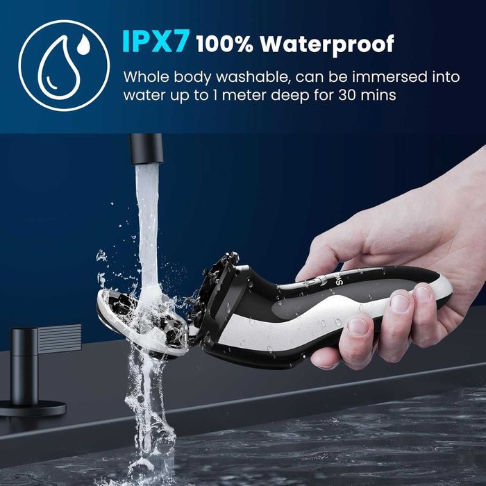 Elektryczna golarka męska na mokro i sucho, trymer do brody, czarna