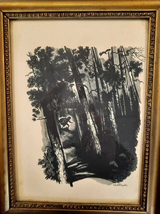 Chrostowski Leśny Wędrowiec Drzeworyt