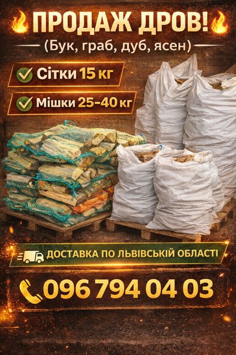 Співпрацюємо з BBQ, шашличними , ресторанами …Дрова сухі: бук,граб,ясен,дуб!фасовані або насипом!Для постійних і оптових  клієнтів знижки !!!
