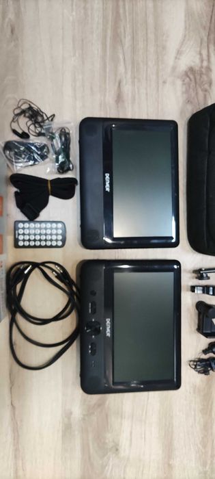 leitor DVD portátil de dois écrans para automóvel  casa ou ferias