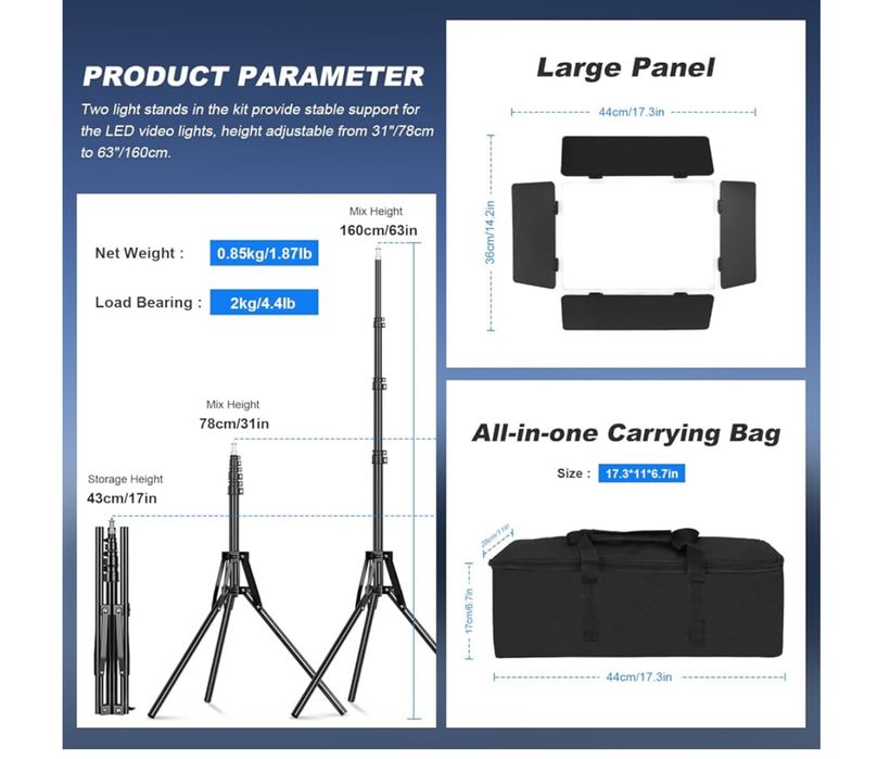 2x lampa studyjna LED Soonpho 20W statyw uchwyt oświetlenie studyjne