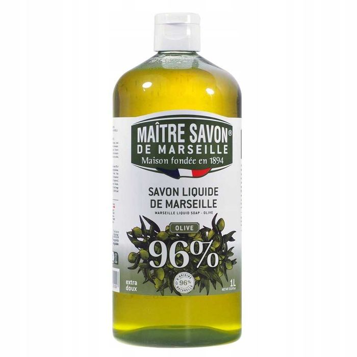 Francuskie Mydło marsylskie w płynie Maitre Savon 1l. oliwkowe zapas