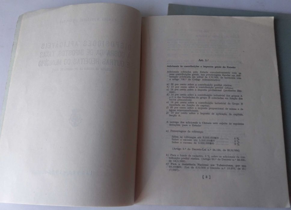 3 antigos manuais da CML (anos 50) sobre taxas e organização