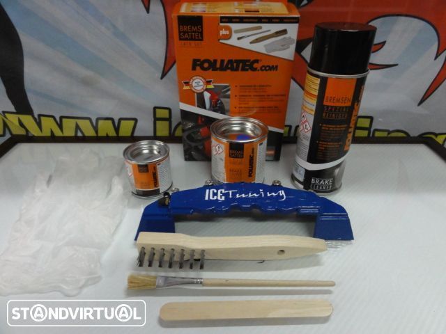 Tinta alta temperatura Foliatec de cor Azul Racing Brilhante para bombas / pinças travão, kit 3 c.