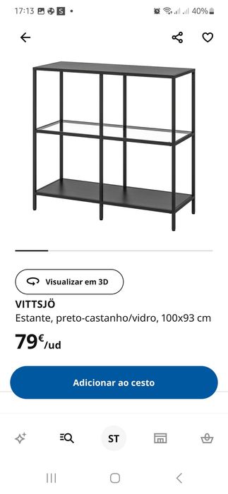 Estante c/ prateleira de vidro VITTSJO