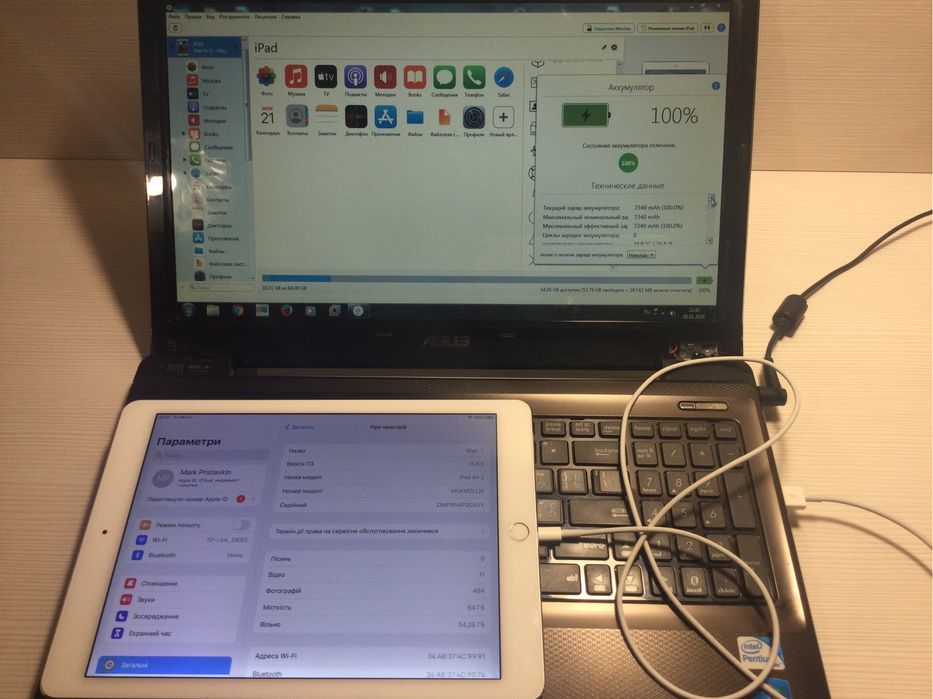 iPad Air2 64Gb WiFi 9,7” Silver (состояние нового), аккум. 100%