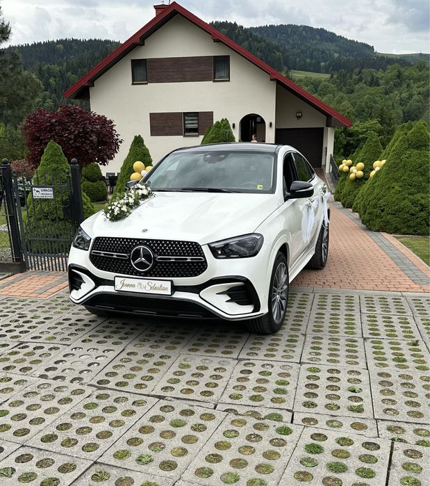 Samochód Biały Mercedes GLE Coupe auto do ślubu AMG Nowy Sacz okolice