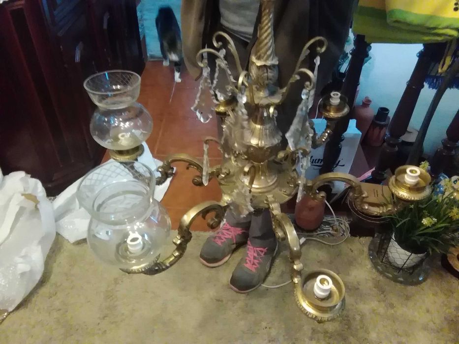 Candeeiro latão 6 braços