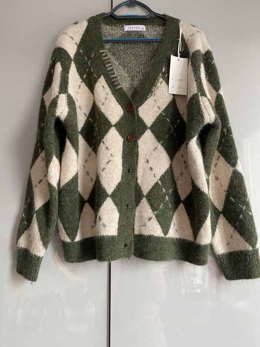 Kardigan/sweter w romby khaki / skandynawski styl Lavysh