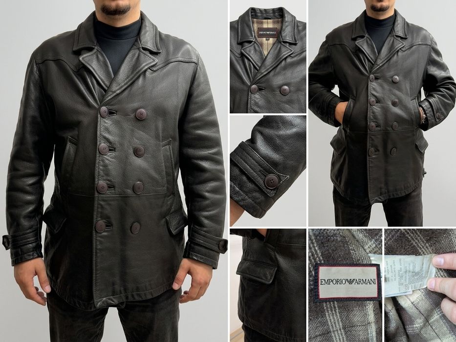 Вінтажна шкіряна куртка Emporio Armani 90s (Made in Italy) — 100% Теляча шкіра / Рідкість!