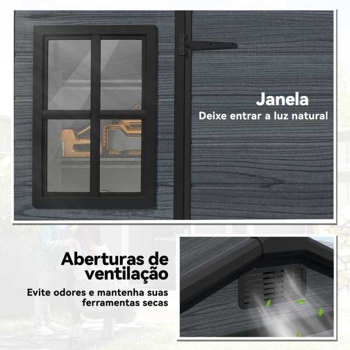 Abrigo de Jardim em PVC 244x131x201 cm