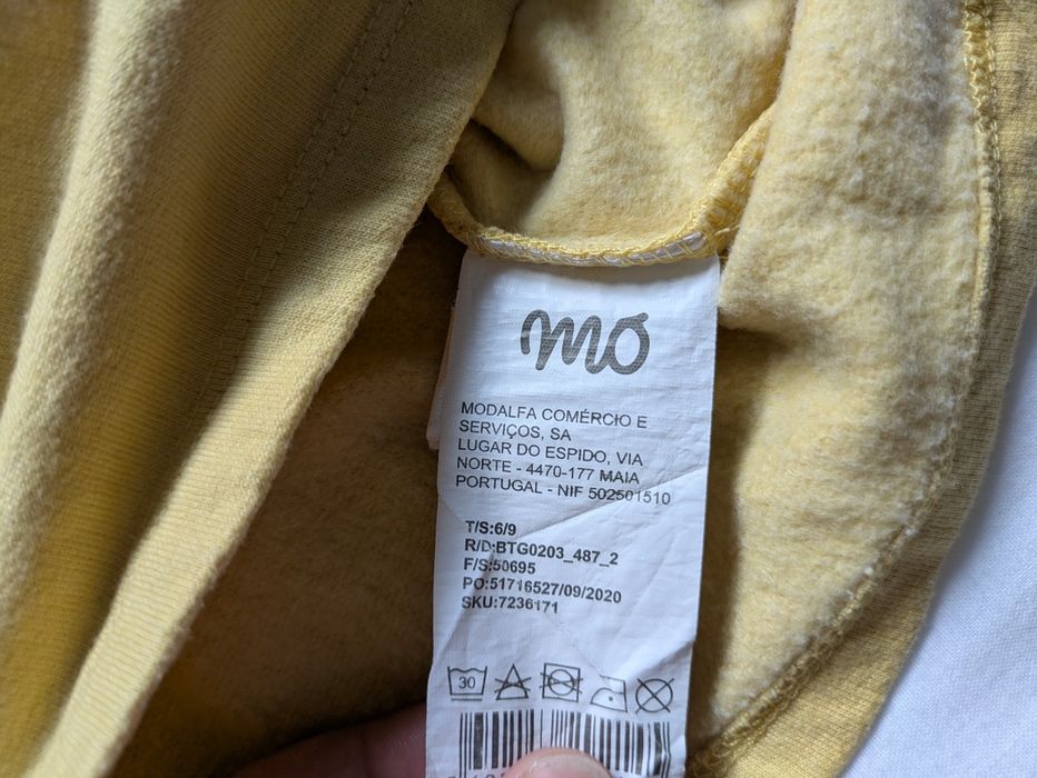 Camisola Amarela Quentinha Algodao, 6-9 Meses