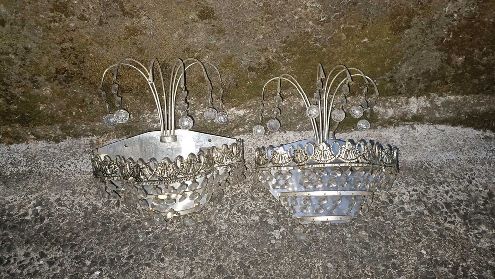 candeeiro de tecto em cristal ou vidro  + 2 apliques
