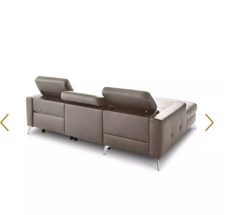 Narożnik skórzany z funkcją relax szary/siwy skóra