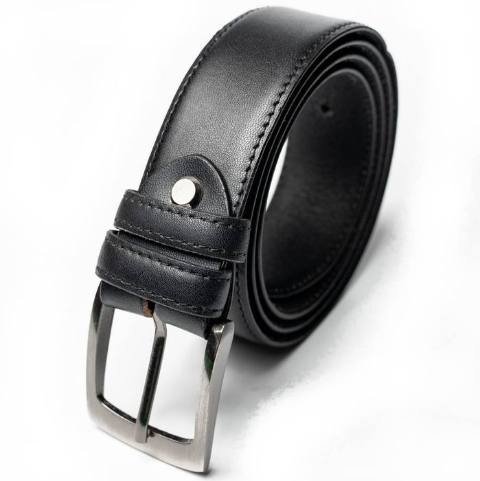 gładki, szeroki pasek męski ze skóry naturalnej