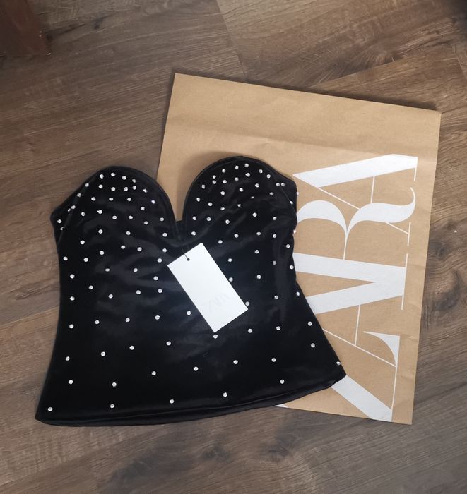 Piękny top Zara z krysztalkami M