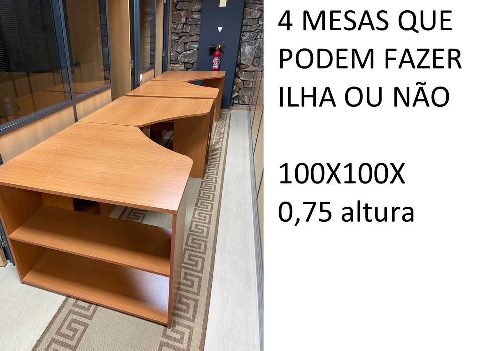 Mesas madeira escritório ilha
