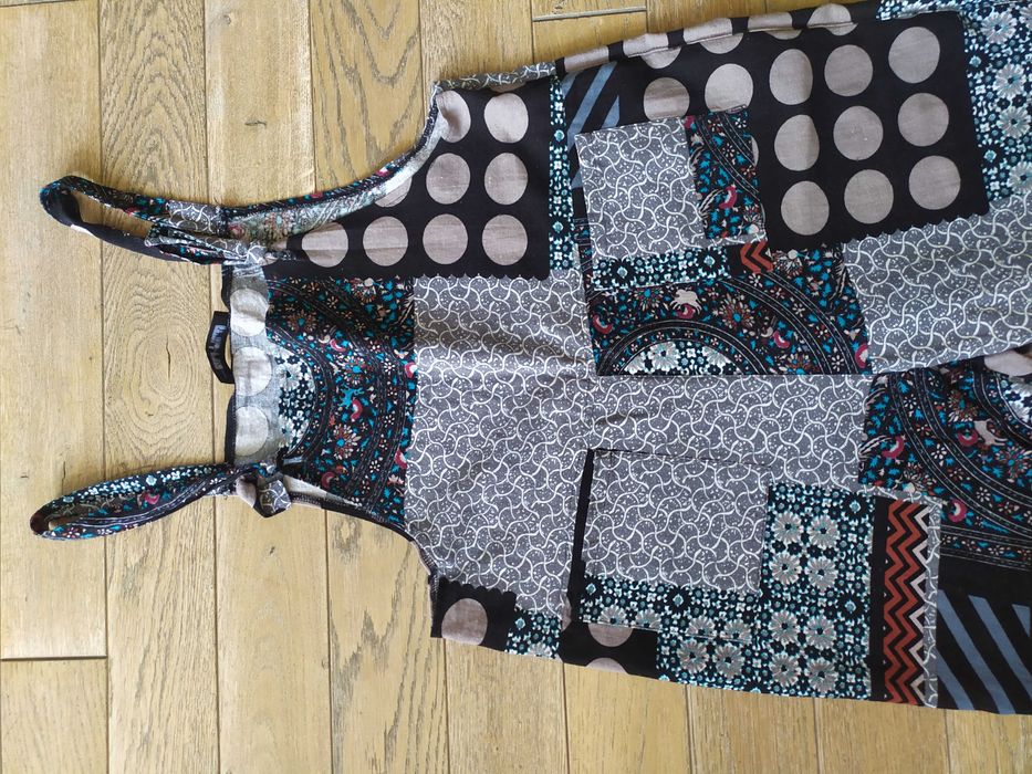 Piękne kolorowe ogrodniczki boho z bawełny L