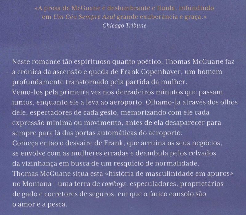 Livro Um Céu Sempre Azul de Thomas Mcguane [Portes Grátis]