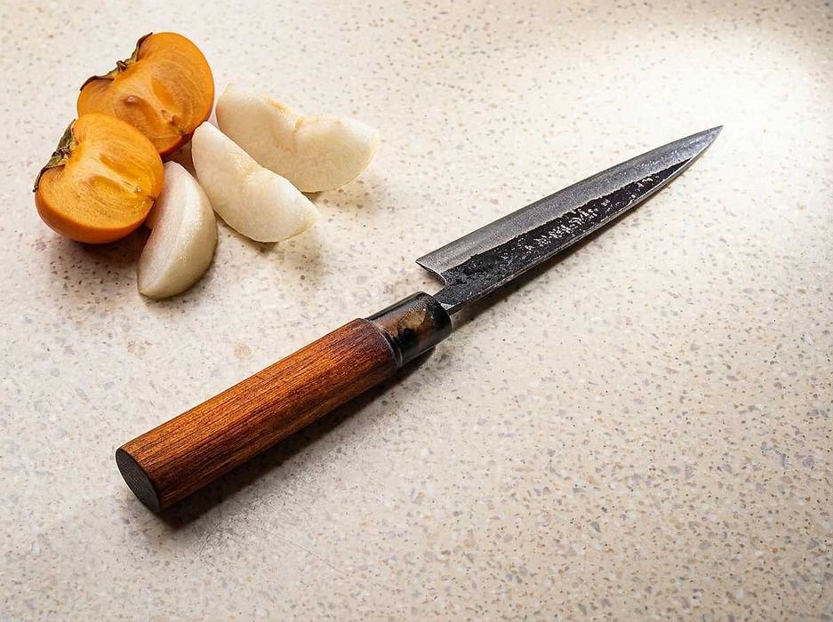 Japoński Nóż Petty Tosa Masafumi 120mm Kurouchi Stal Węglowa Aogami Vintage