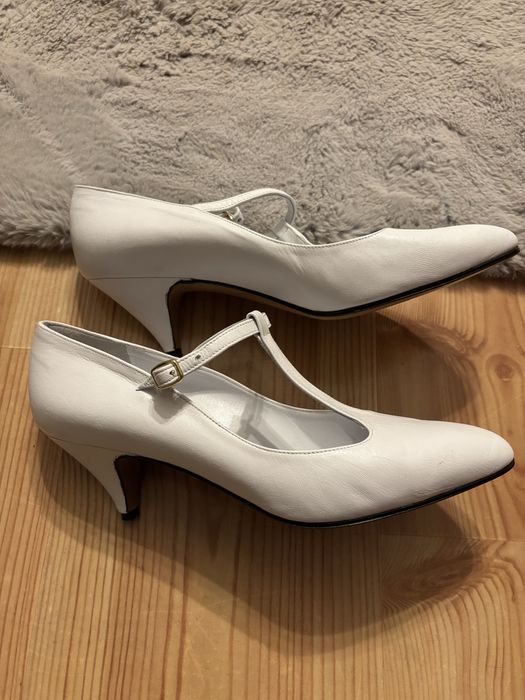 Buty na obcasach całe skórzane, włącznie z podeszwą