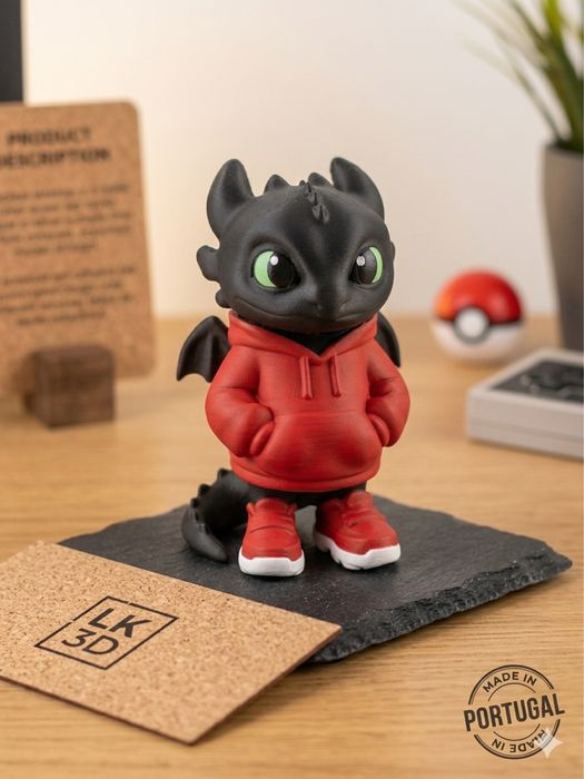 Banguela (Toothless) com Hoodie Vermelho