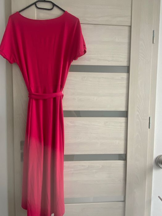 Długa sukienka na lato, kolor malinowy rozmiar 36/38