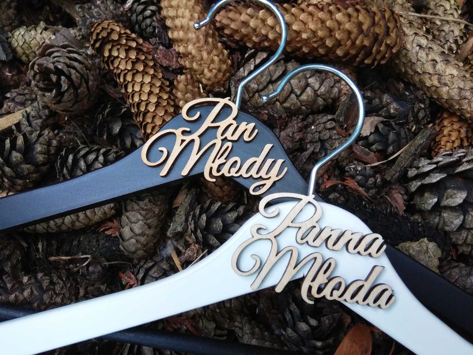 Wieszaki ślubne dla PARY MŁODEJ na ślub Panna Młoda Pan Młody