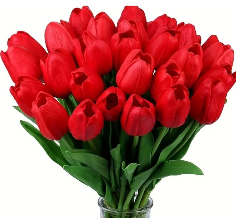 Sztuczne czerwone tulipany, 10 sztuk