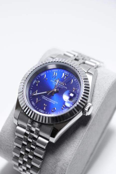 Zegarek Custom Mod Datejust Arabic Blue Jubilee Seiko Mod