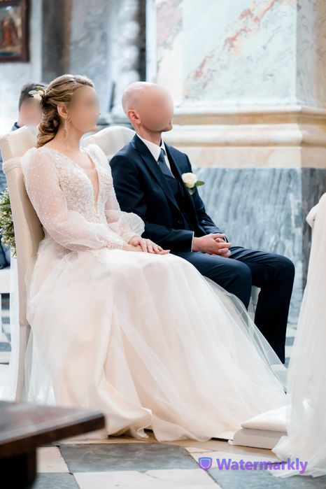 Suknia ślubna w kolorze kość słoniowa, z salonu, rozmiar M