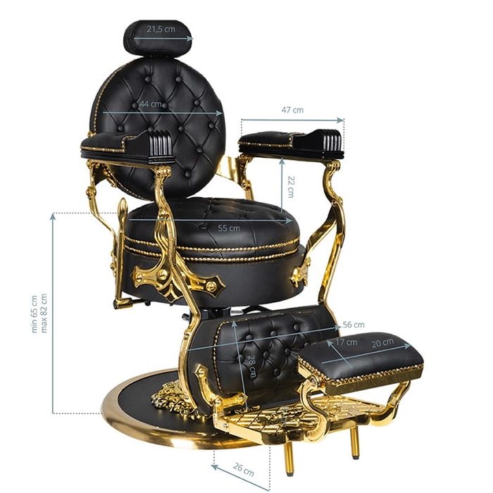 Gabbiano Fotel Barberski CESARE GOLD CZARNY
