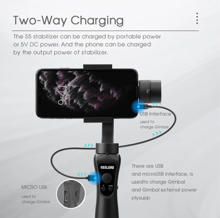 Стабілізатор для телефону, екшн-камери, GoPro - KEELEAD S5 Gimbal