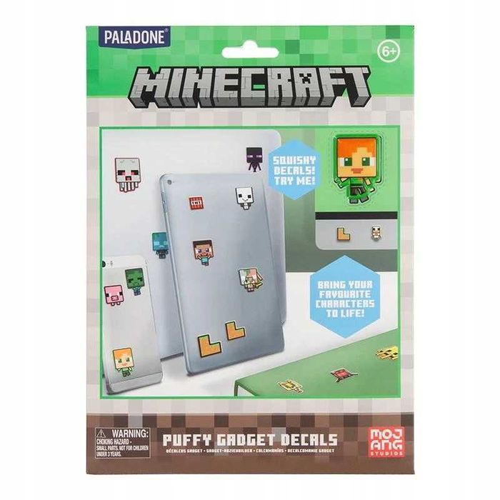 MINECRAFT Naklejki Dekoracyjne 60 SZTUK Puffy Gadget Decals Nowe