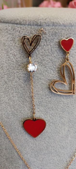 Złoty komplet Walentynkowy serca WYPRZEDAŻ!!!