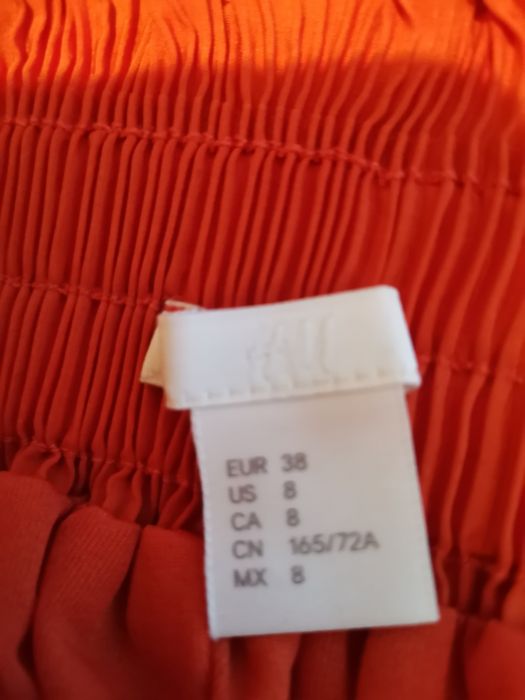 Plisowana spódnica damska H&M rozm 38, pomarańcz, nowa