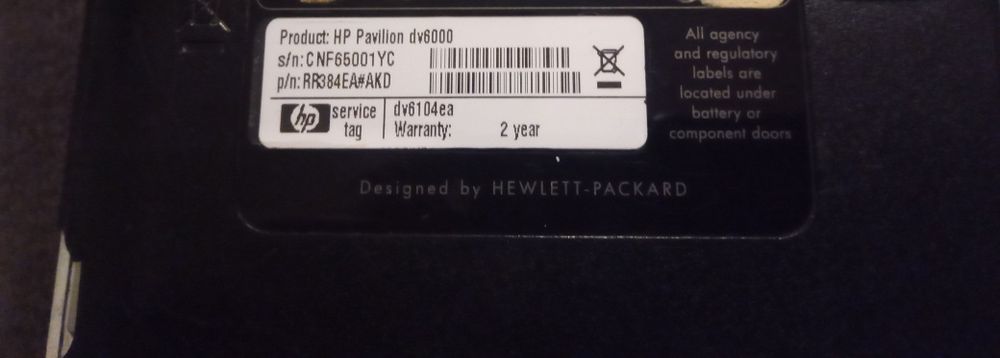 Uszkodzony Komputer laptop hp dv6000