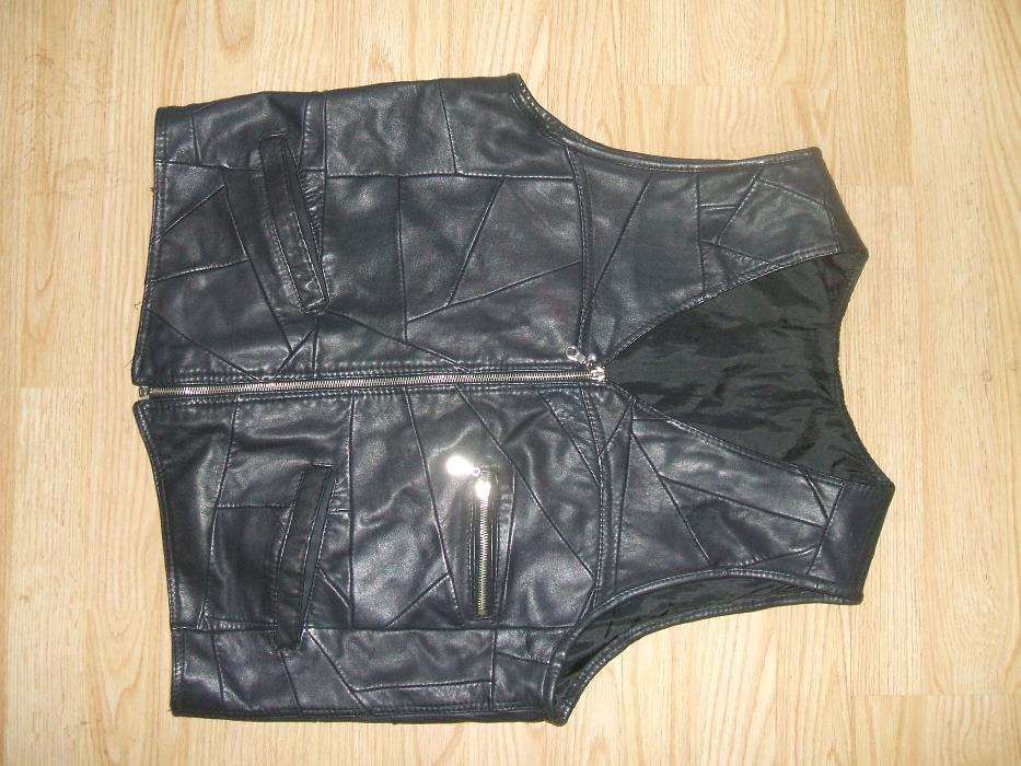 bezrękawnik skórzany nowy ! l 52 męski czarny
