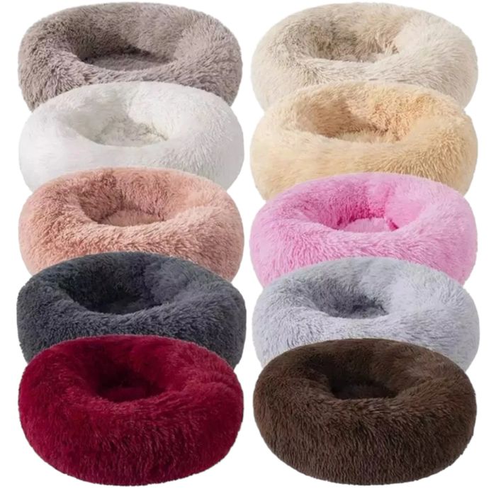 Лежак лежанка кругла хутряна бублик 55 см.