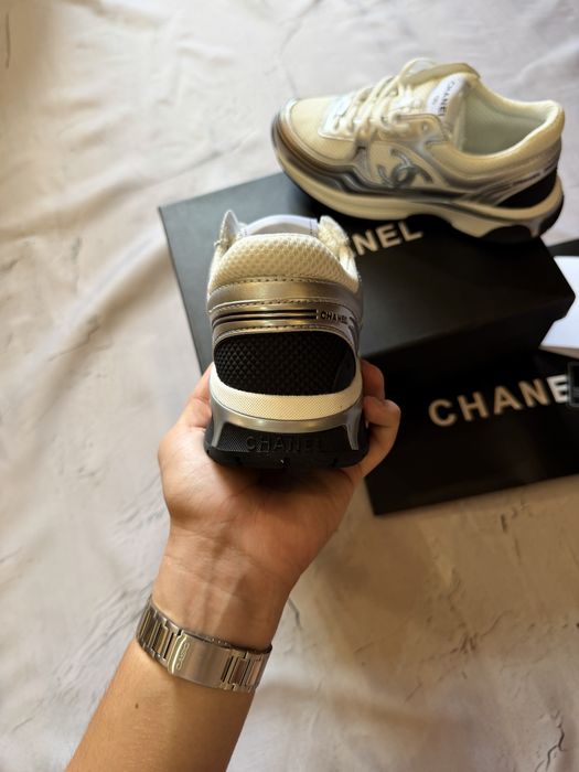 Кросівки Chanel Runner White-Grey / шанель ранер біло-сірі унісекс sneakers, повний комплект, коробка, пакет, картка