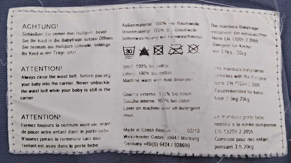 Nosidło dla dzieci, niemowląt Manduca. Nosidełko.