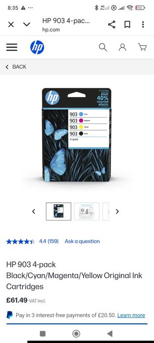 Набір 4 картриджів HP 903 оригінал  картриджей