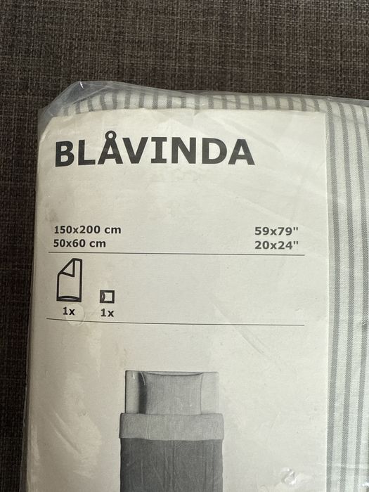 IKEA Пододеяльник и наволочка, серый BLÅVINDA, 903.280.84