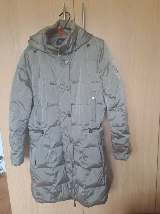 Długa kurtka puchowa Junge Danmark. Naturalny puch. Rozmiar 44 (XL). Szara.