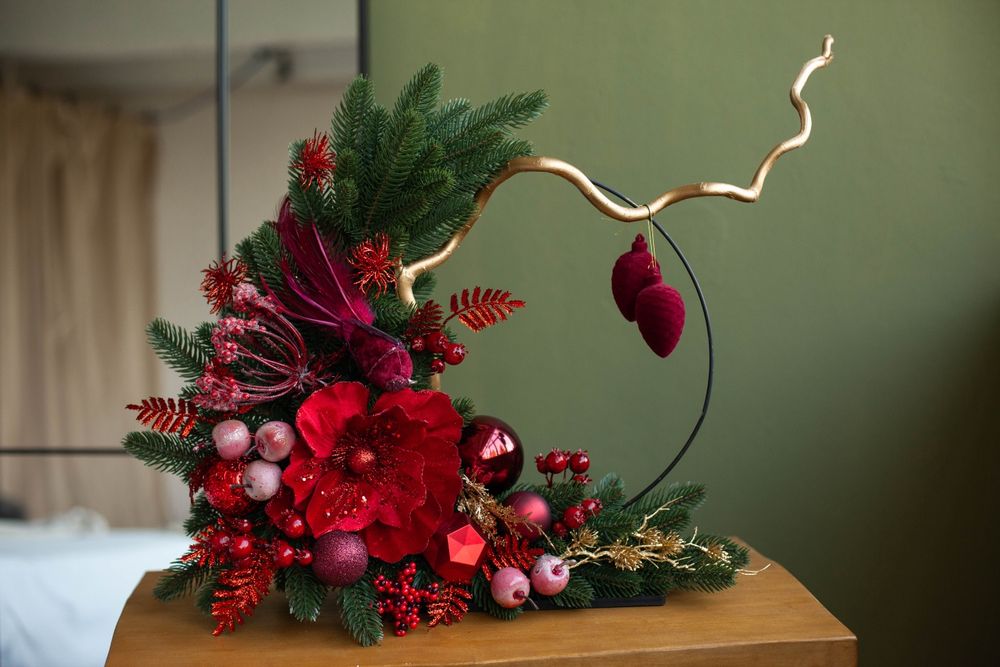 Новорічна композиція, різдв'яна композиція, прикраса, оформлення