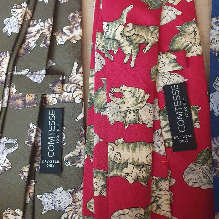 Zestaw krawatów koty jedwab